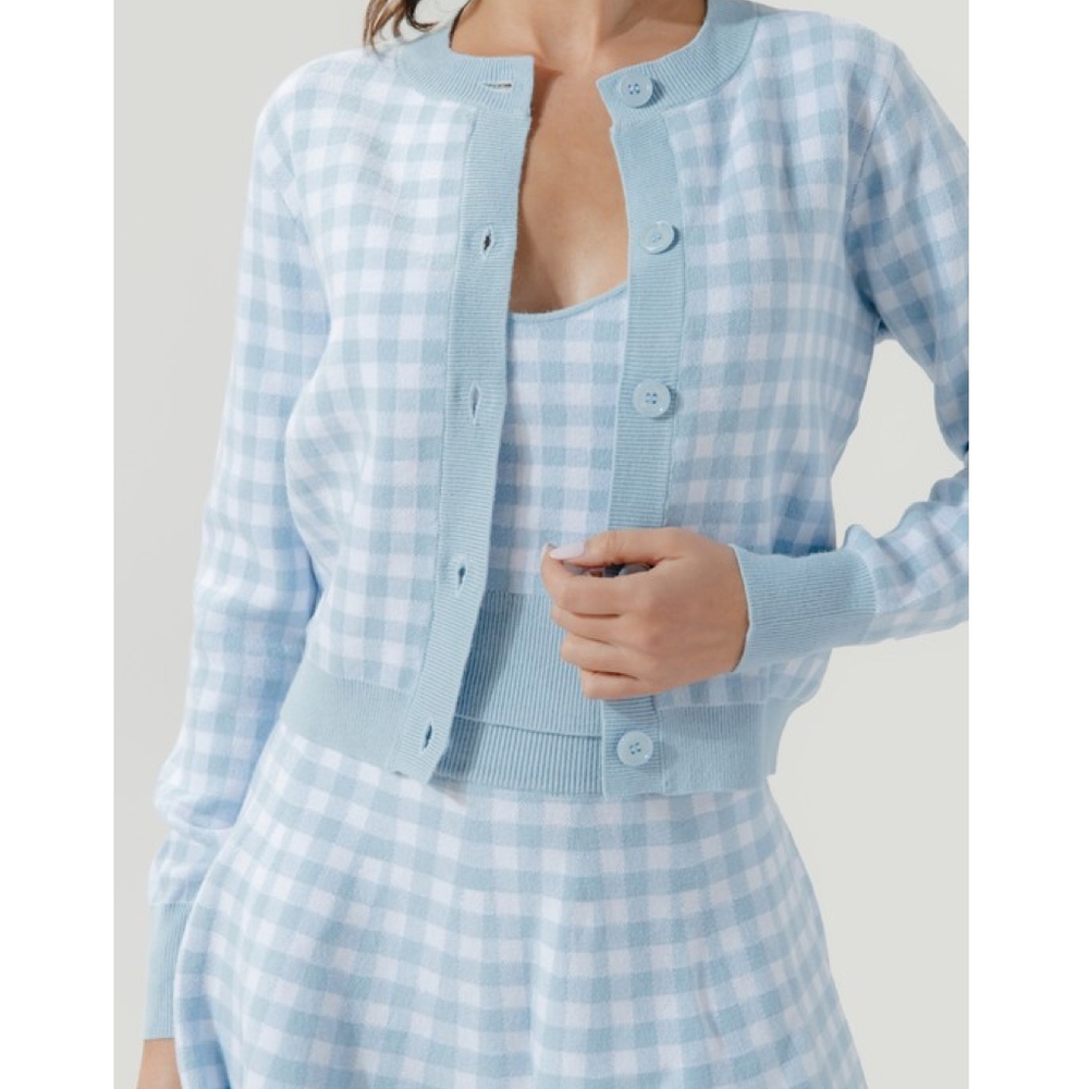 LAST 1 ! SUGARLIPS Sky Blue Checks 3-Piece Skirt Set - Picture 5 of 8